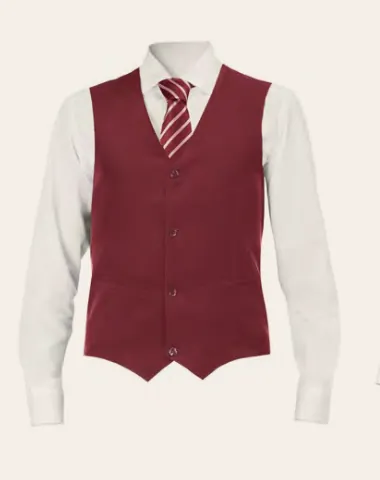 Burgundy waistcoat with a tie