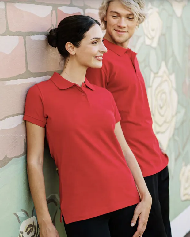 Red polo shirts for a corporate team