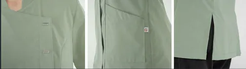 Detalji zelene tunike – džep, vez i šlic